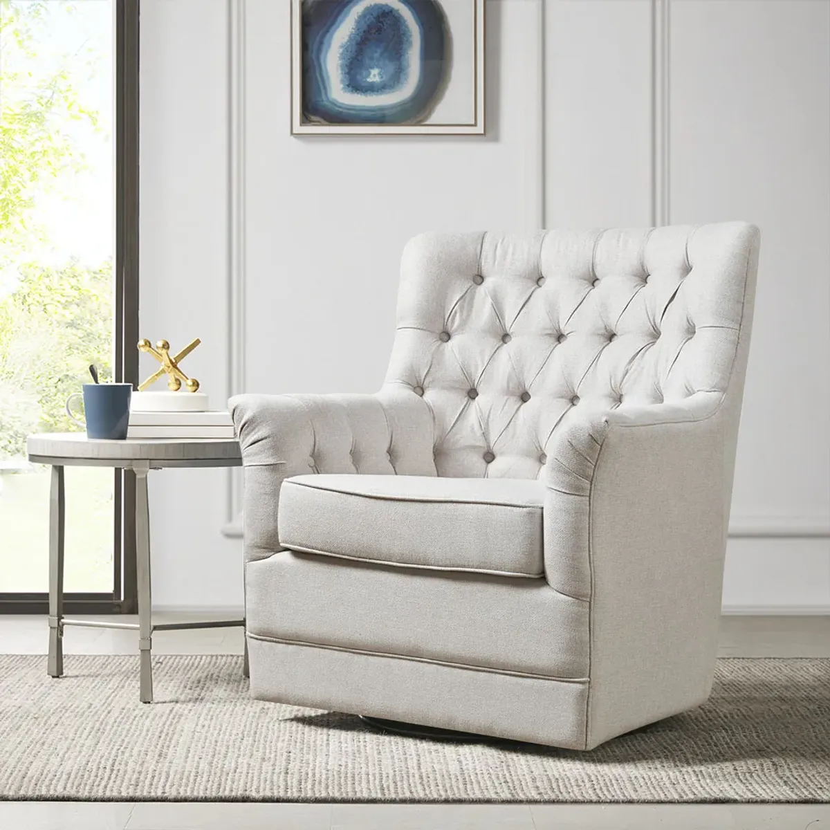 Madison Park Mathis Natural Swivel Glider Chair