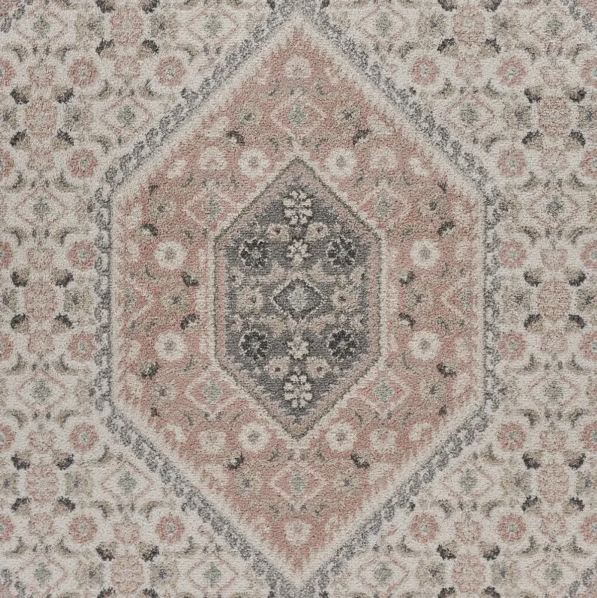 Dusky Ivory/ Blush Oriental Floral Medallion Indoor Area Rug 5'2" x 7'2"