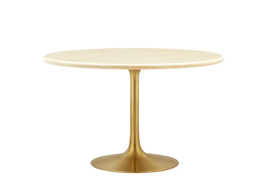 Lippa 48" Round Artificial Travertine  Dining Table