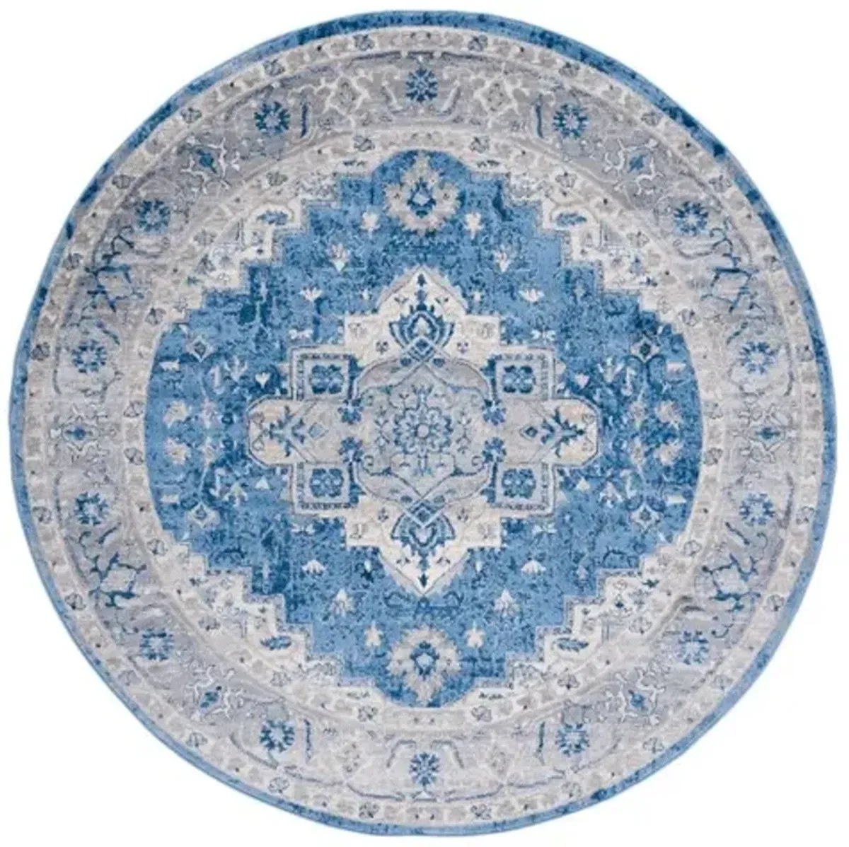 Brentwood 851 Blue / Grey 6'-7" X 6'-7" Round Round Powerloomed Rug