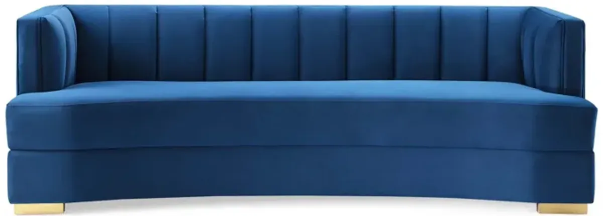 Encompass Channel Tufted Performance Velvet Curved Sofa