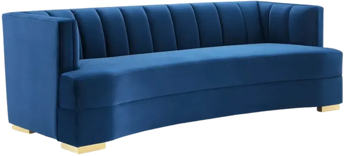 Encompass Channel Tufted Performance Velvet Curved Sofa