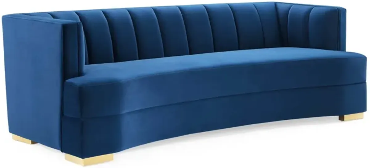 Encompass Channel Tufted Performance Velvet Curved Sofa