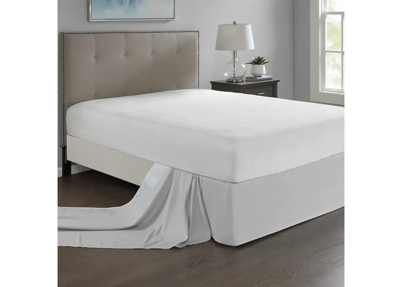 Madison Park Simple Fit Grey Wrap Around Adjustable Bedskirt