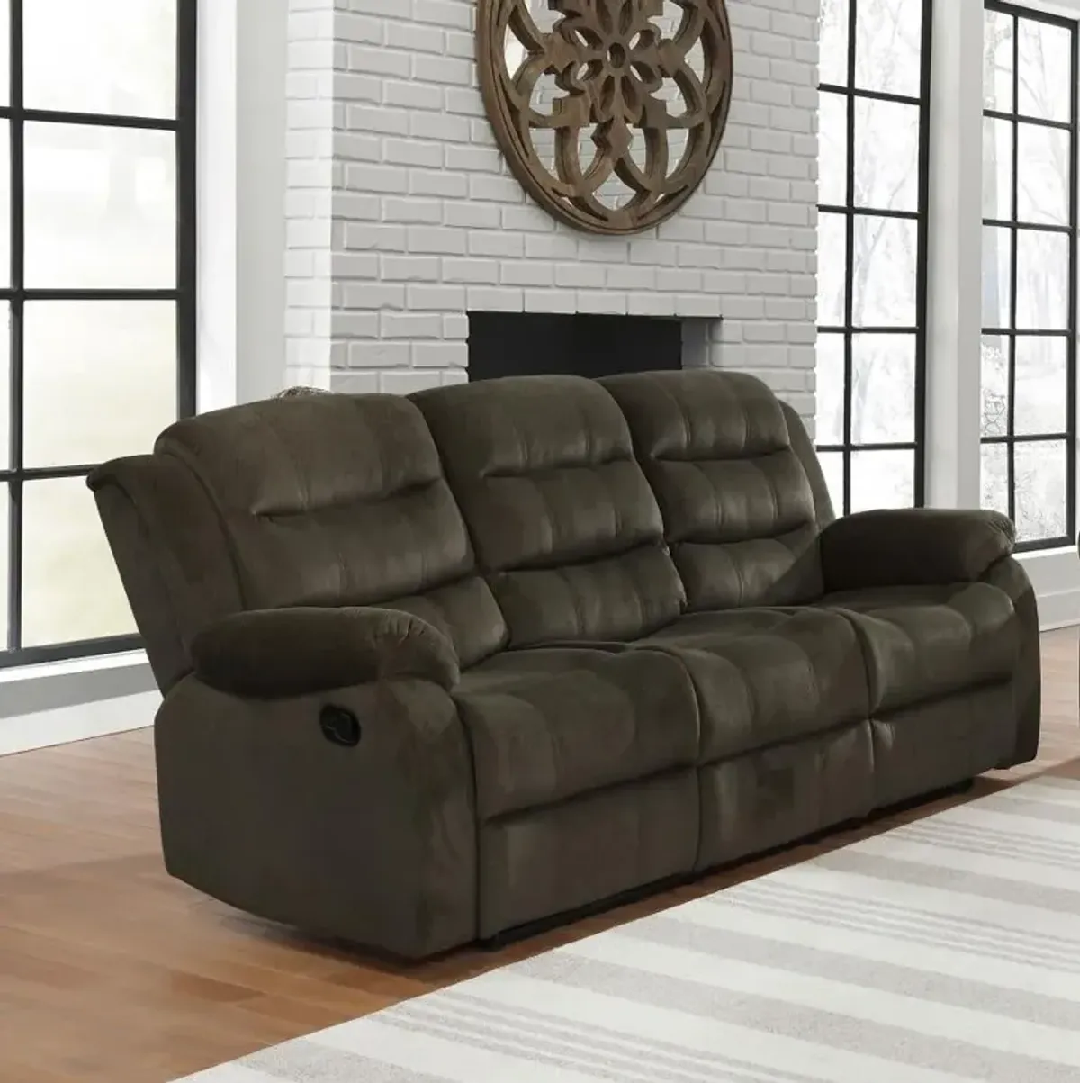 Rodman Pillow Top Arm Motion Sofa Olive Brown