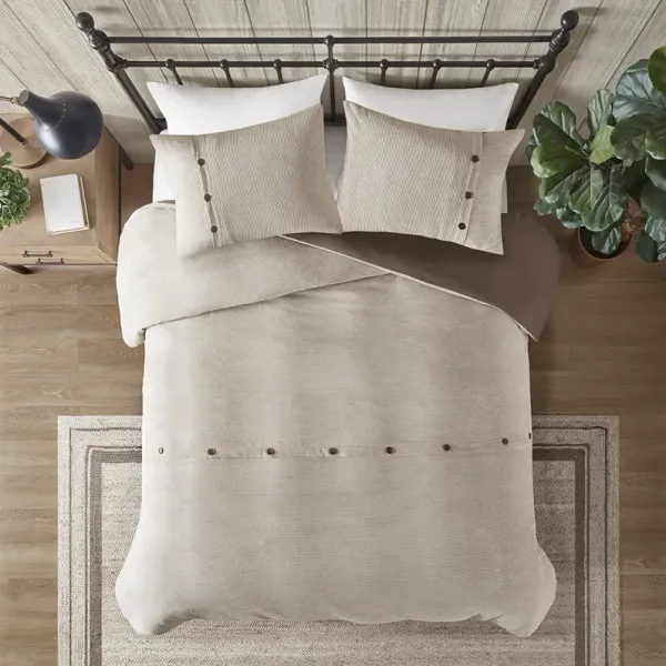 Madison Park Andes Tan 3 Piece Corduroy Duvet Cover Set