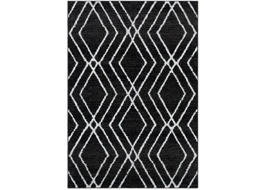 Adirondack Contemporary Black / Light Grey 8' X 10' Powerloomed Rug