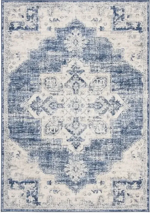 Brentwood 865 Ivory / Navy 3' X 5' Small Rectangle Powerloomed Rug