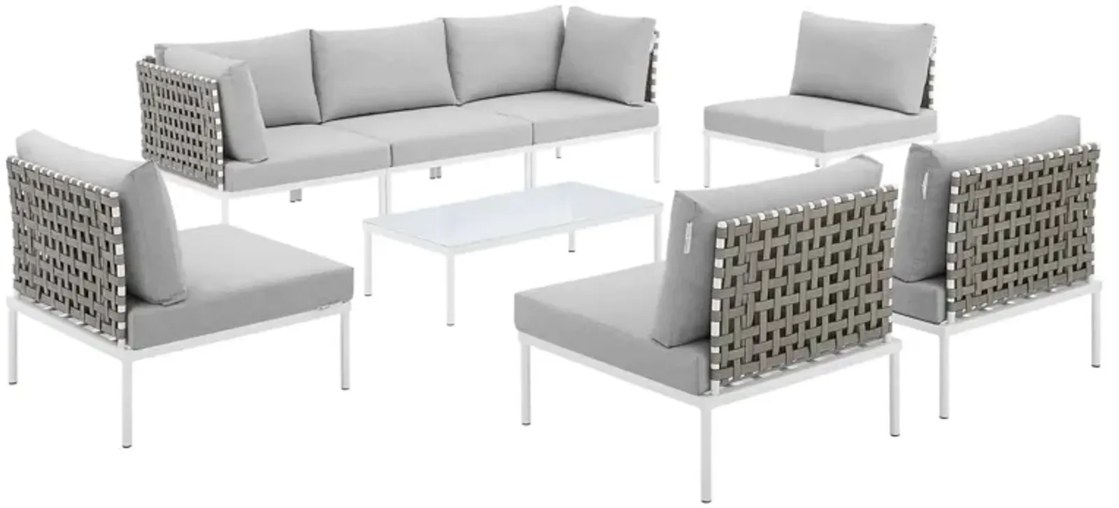 Harmony 8-Piece  Sunbrella® Basket Weave Outdoor Patio Aluminum Sectional Sofa Set