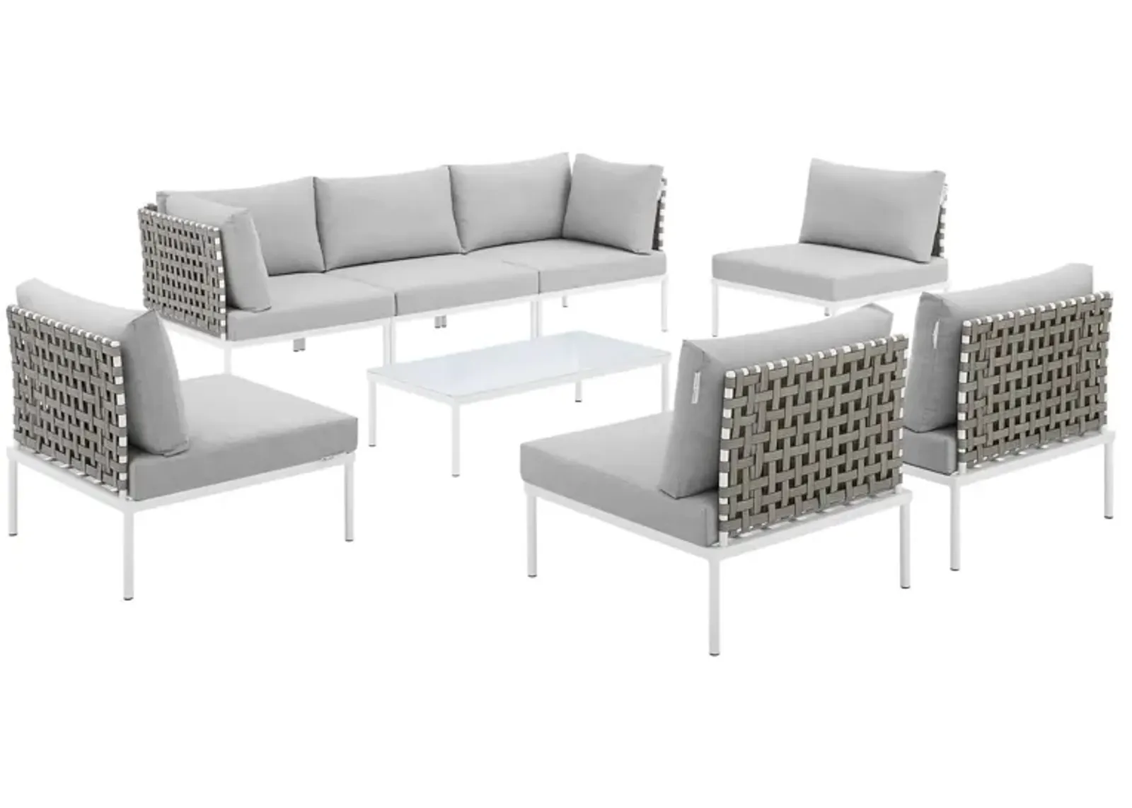 Harmony 8-Piece  Sunbrella® Basket Weave Outdoor Patio Aluminum Sectional Sofa Set