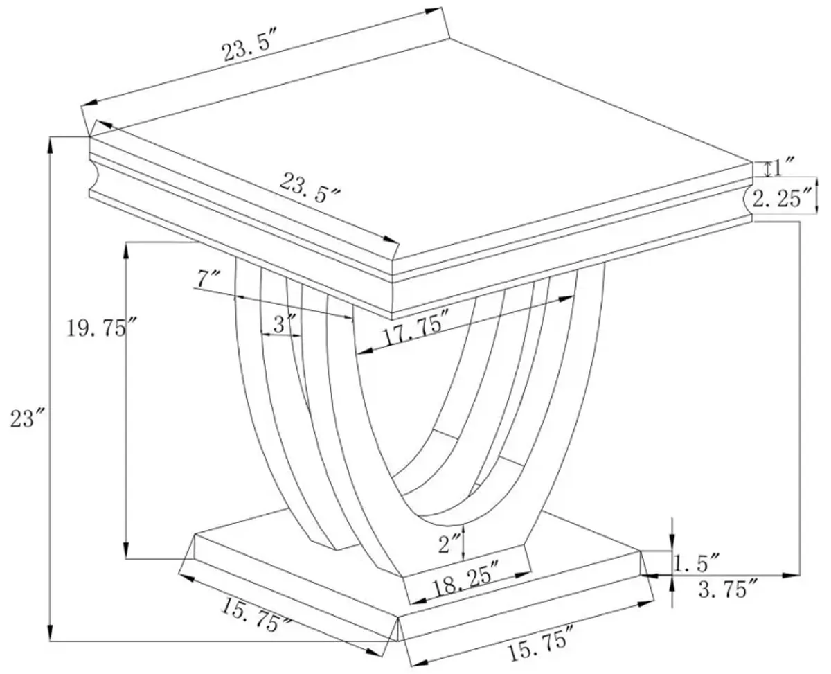 Kerwin U-base Square End Table White and Chrome