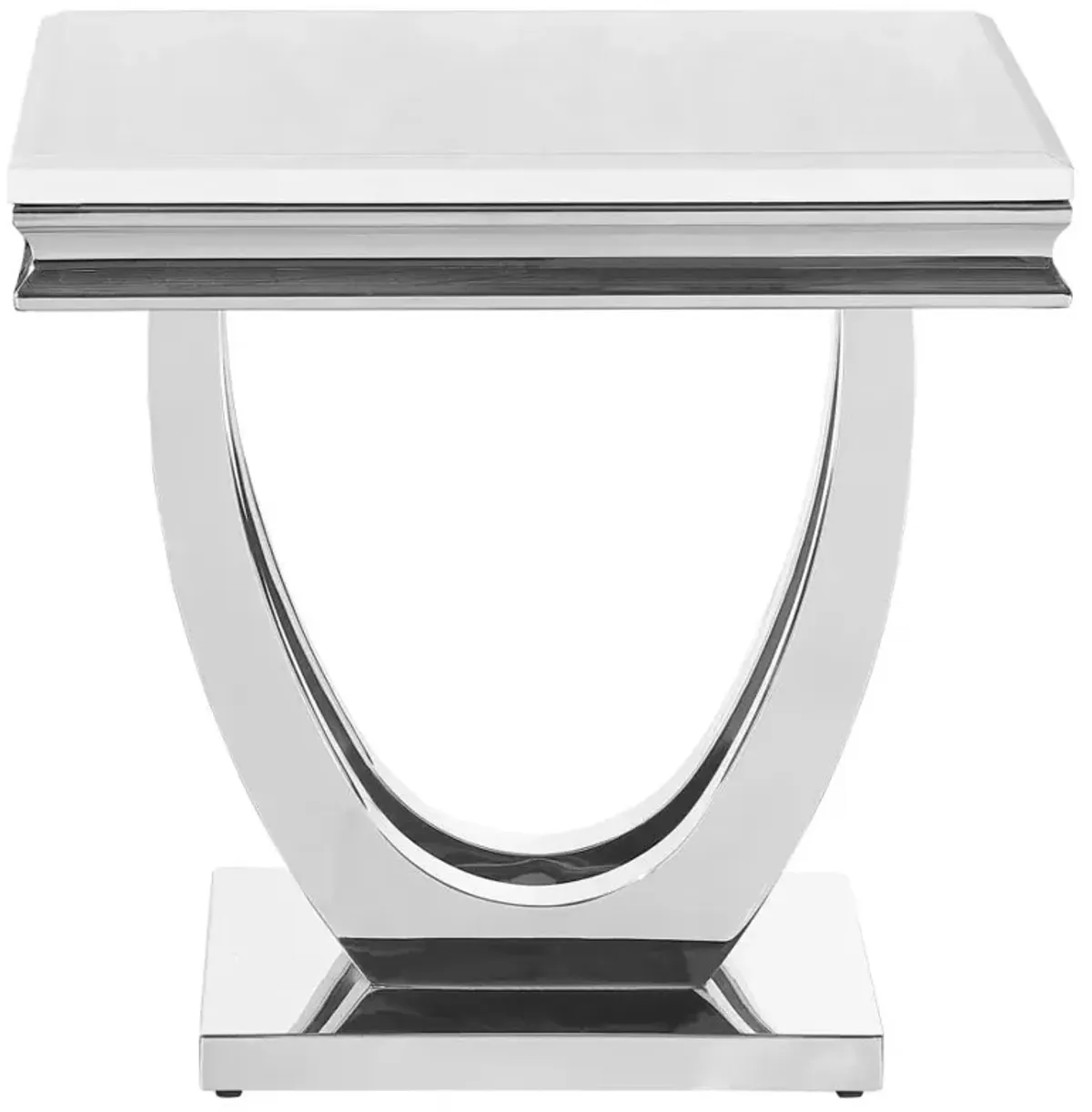 Kerwin U-base Square End Table White and Chrome