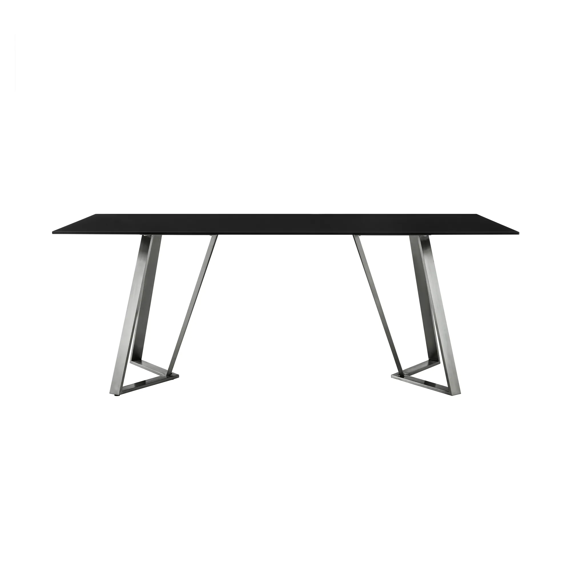 Cressida Glass and Stainless Steel Rectangular Dining Room Table