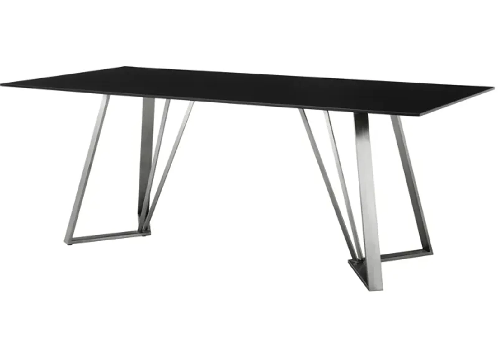 Cressida Glass and Stainless Steel Rectangular Dining Room Table