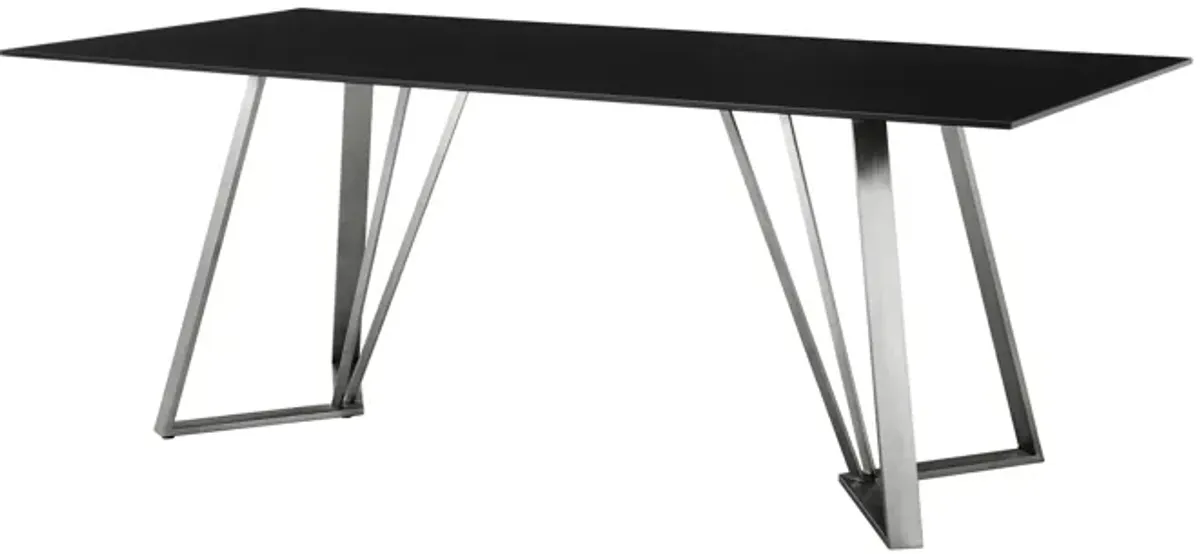 Cressida Glass and Stainless Steel Rectangular Dining Room Table