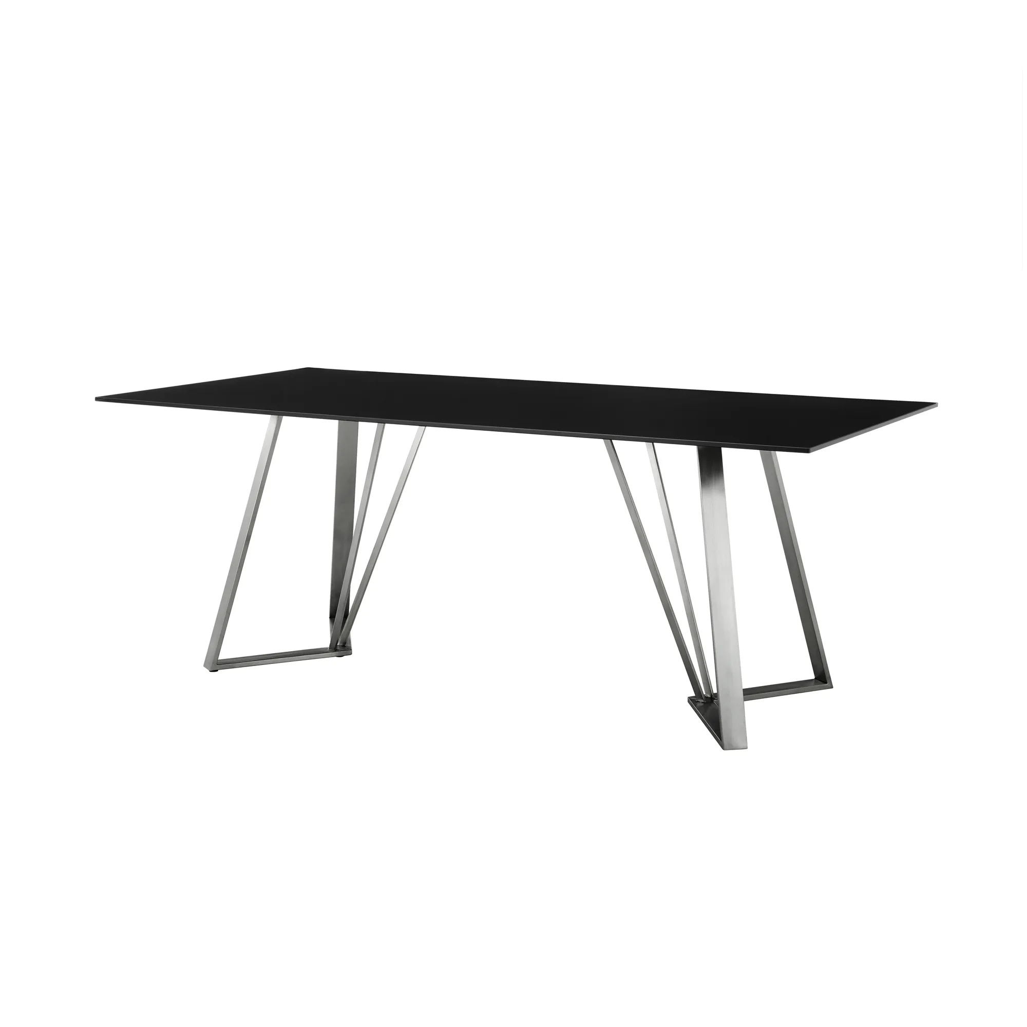 Cressida Glass and Stainless Steel Rectangular Dining Room Table