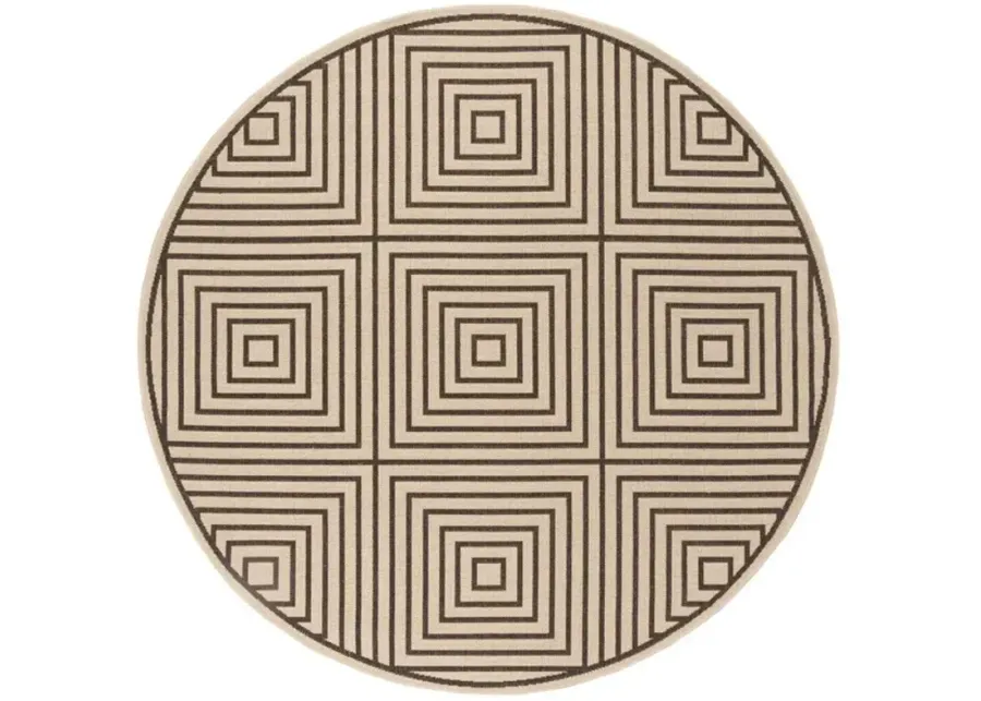 LINDEN 123 Collection LND123U-6R Creme / Brown 6'-7" X 6'-7" Round