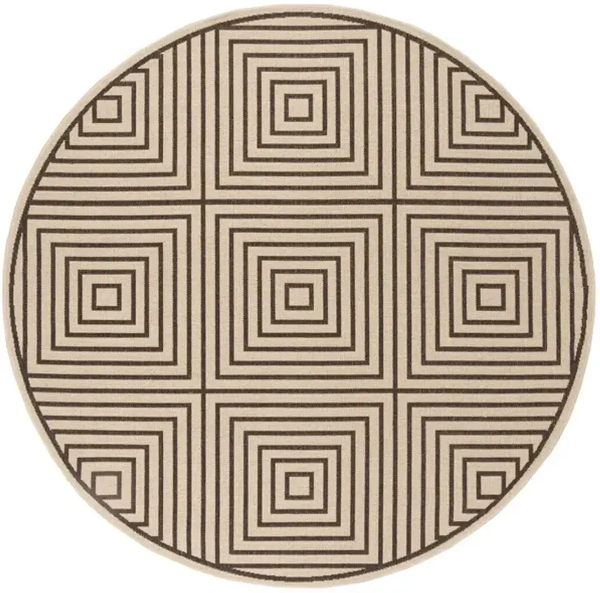 LINDEN 123 Collection LND123U-6R Creme / Brown 6'-7" X 6'-7" Round