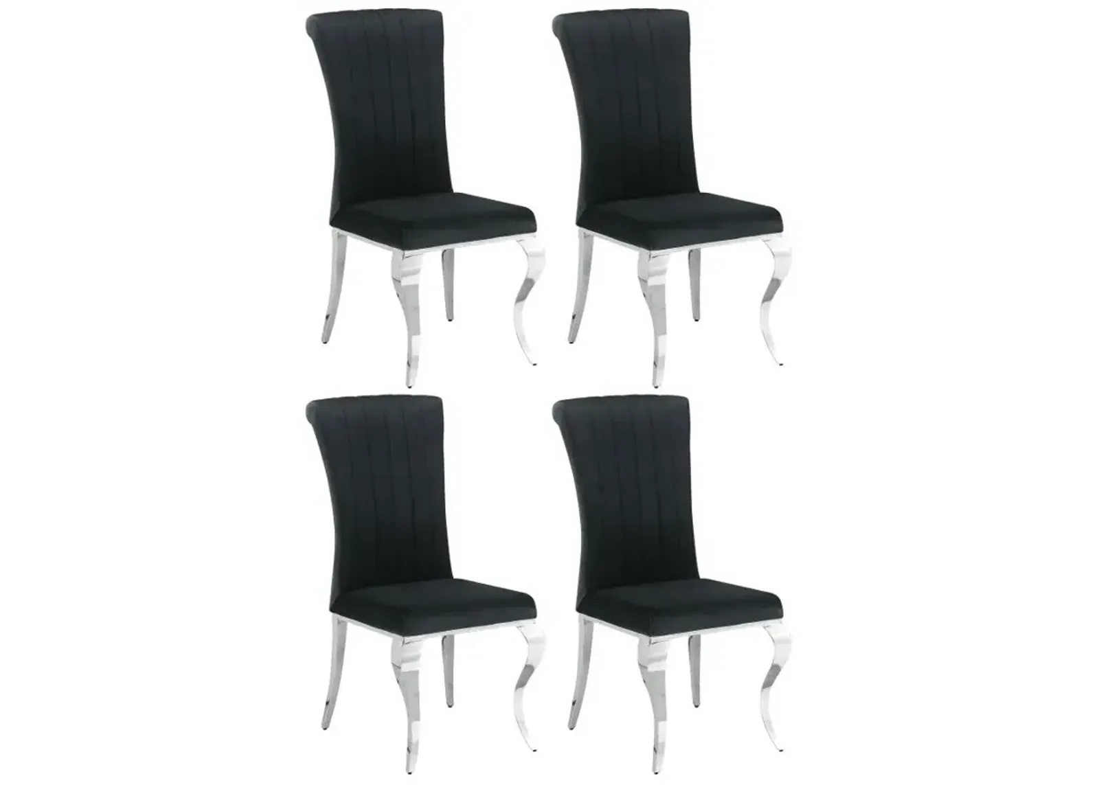 Betty Upholstered Side Chairs Black and Chrome (Set of 4)