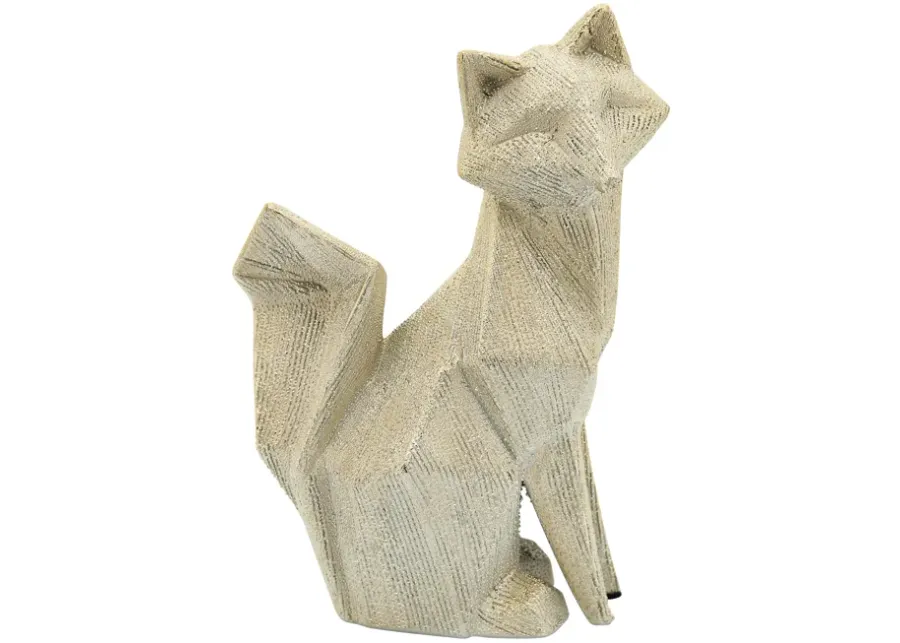 Ceramic, 10" Beaded Fox Figurine, Champagne