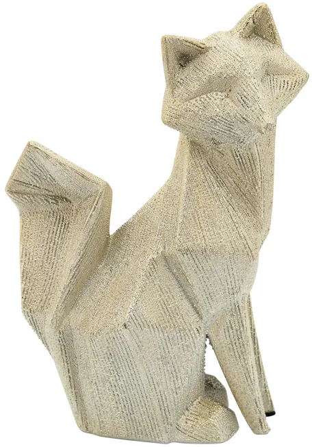 Ceramic, 10" Beaded Fox Figurine, Champagne