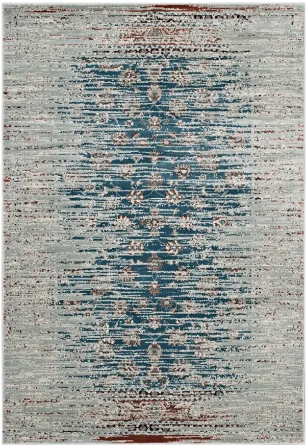 Hesper  Distressed Contemporary Floral Lattice 5x8 Area Rug