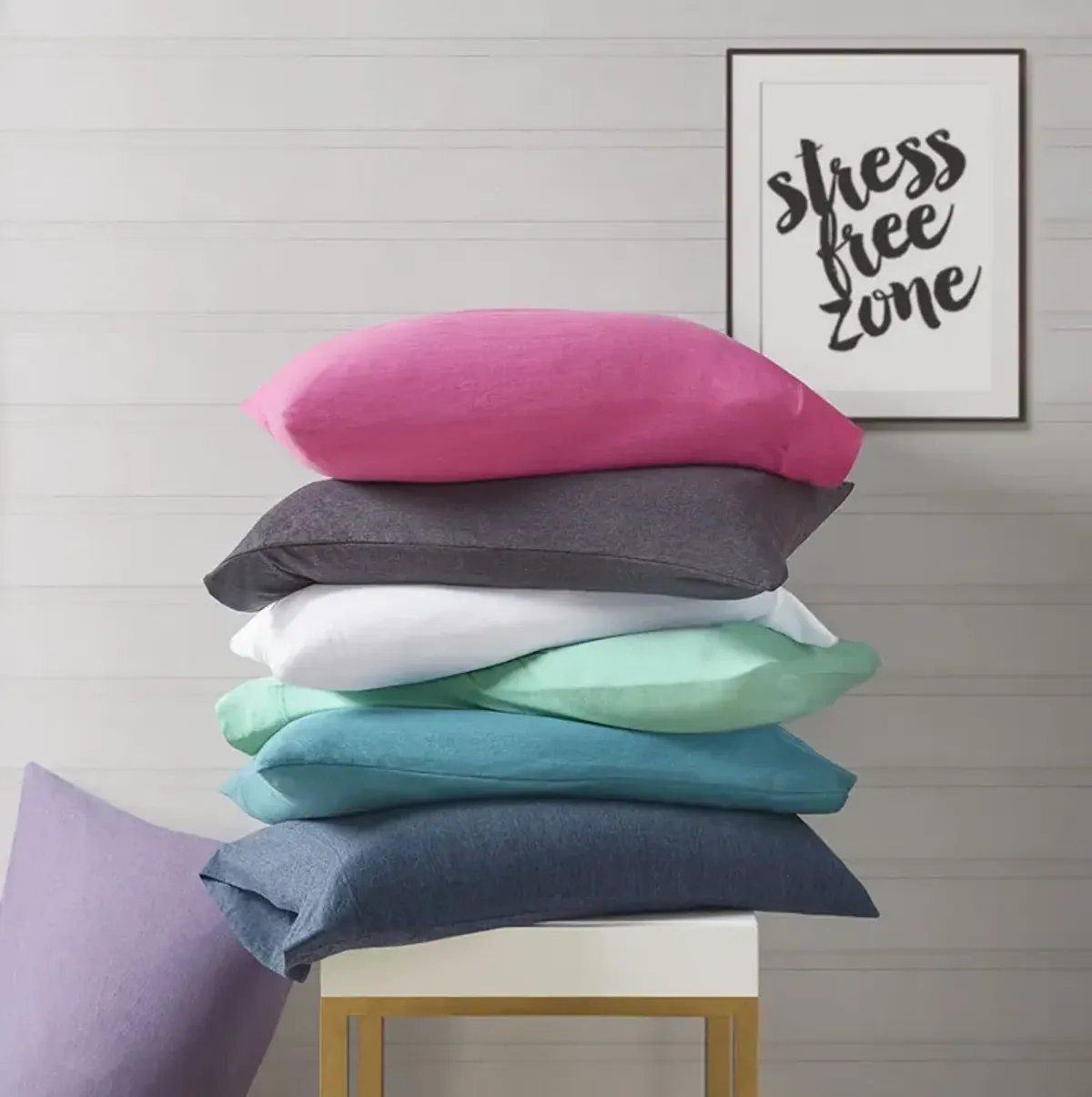 Intelligent Design Cotton Blend Jersey Knit Aqua All Season Sheet Set