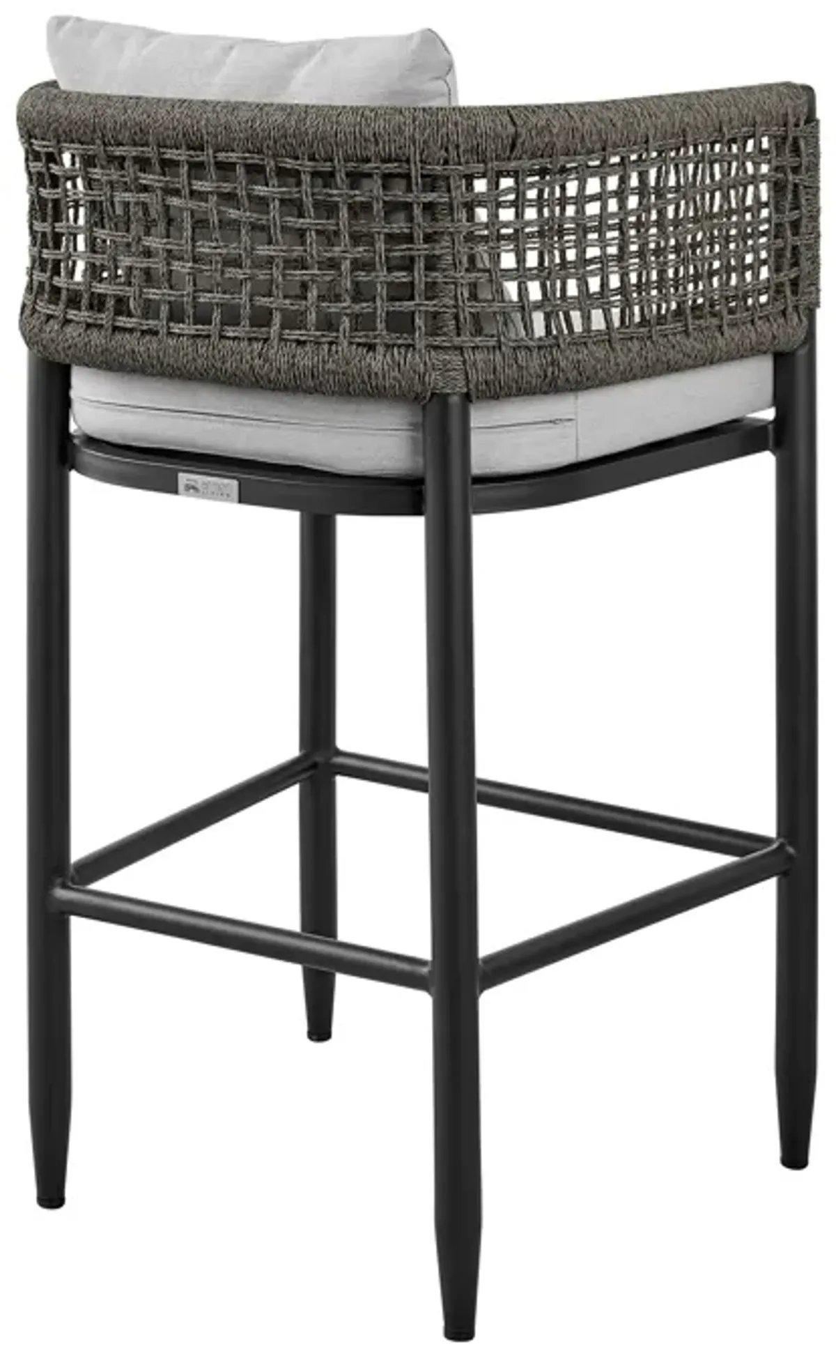 Alegria Outdoor Patio 5-Piece Bar Table Set in Aluminum with Grey Rope and Cushions