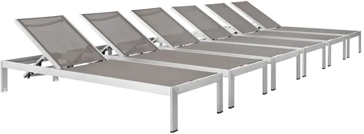 Shore Chaise Outdoor Patio Aluminum Set of 6