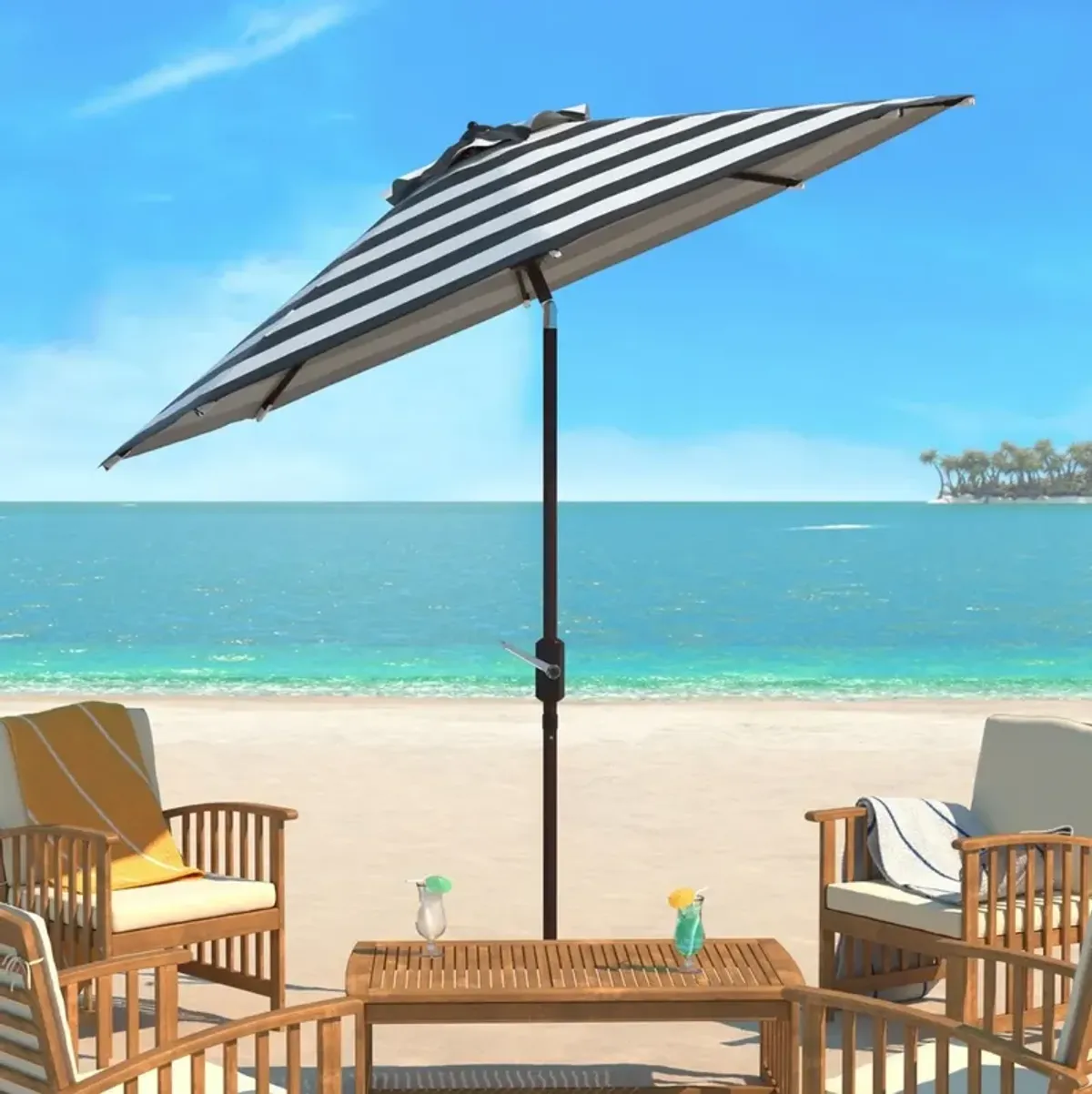 Uv Resistant Iris Fashion Line 9ft Auto Tilt Umbrella