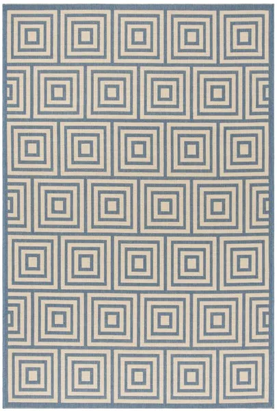 LINDEN 173 Collection LND173N-5 Cream / Blue 5'-3" X 7'-6"