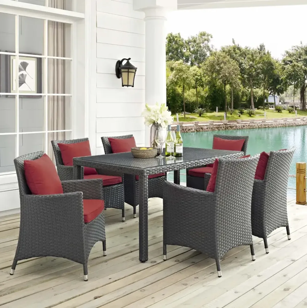 Sojourn 7 Piece Outdoor Patio Sunbrella® Dining Set