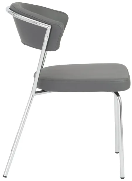 Draco Dining Chair in Gray with Chrome Legs - Set of 2