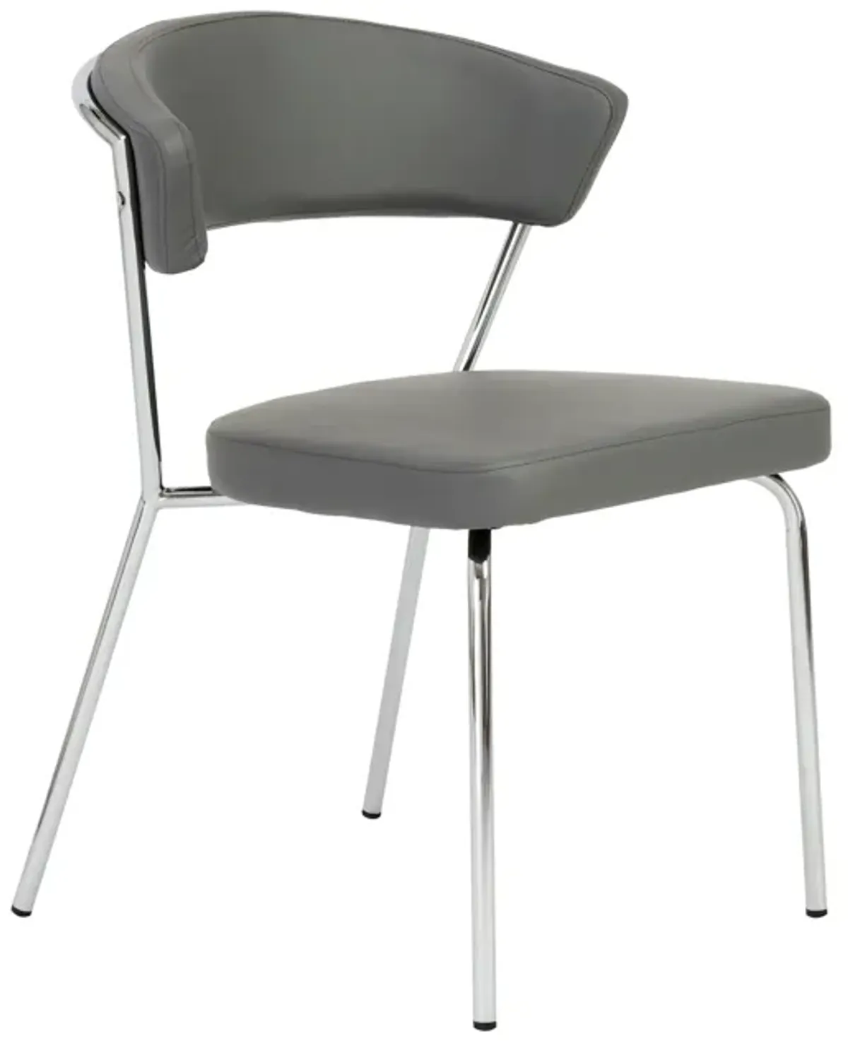 Draco Dining Chair in Gray with Chrome Legs - Set of 2