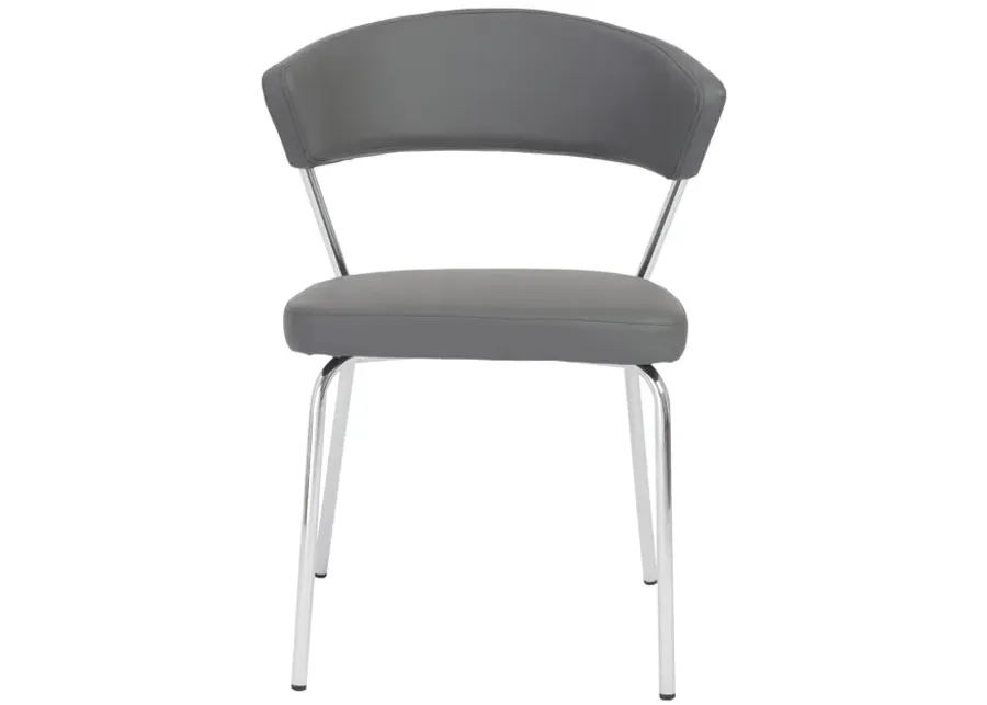 Draco Dining Chair in Gray with Chrome Legs - Set of 2