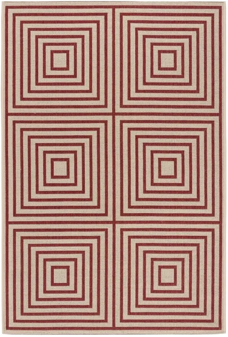 LINDEN 123 Collection LND123Q-5 Red / Creme 5'-3" X 7'-6"