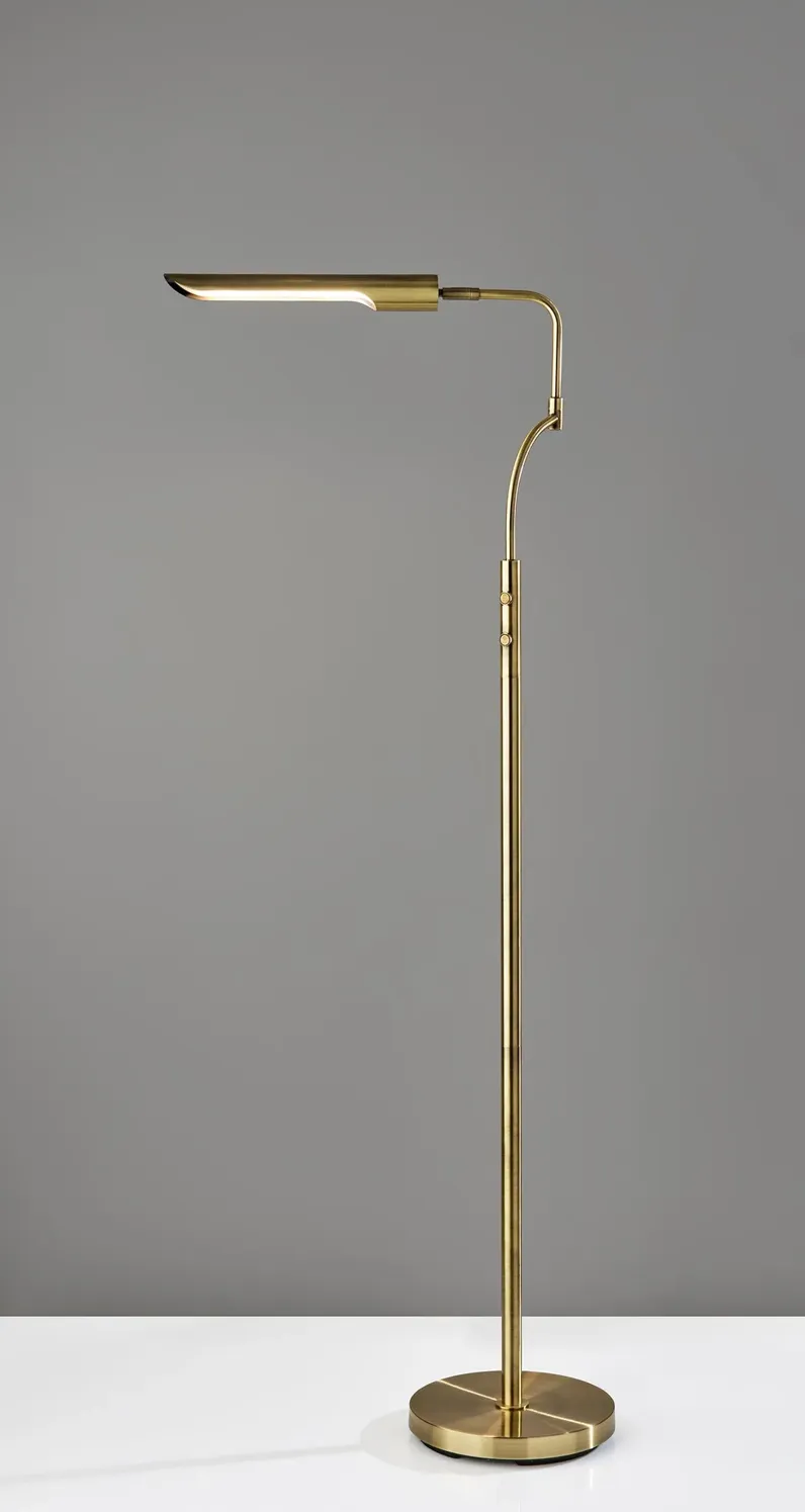 Zane LED Floor Lamp w. Smart Switch- Antique Brass