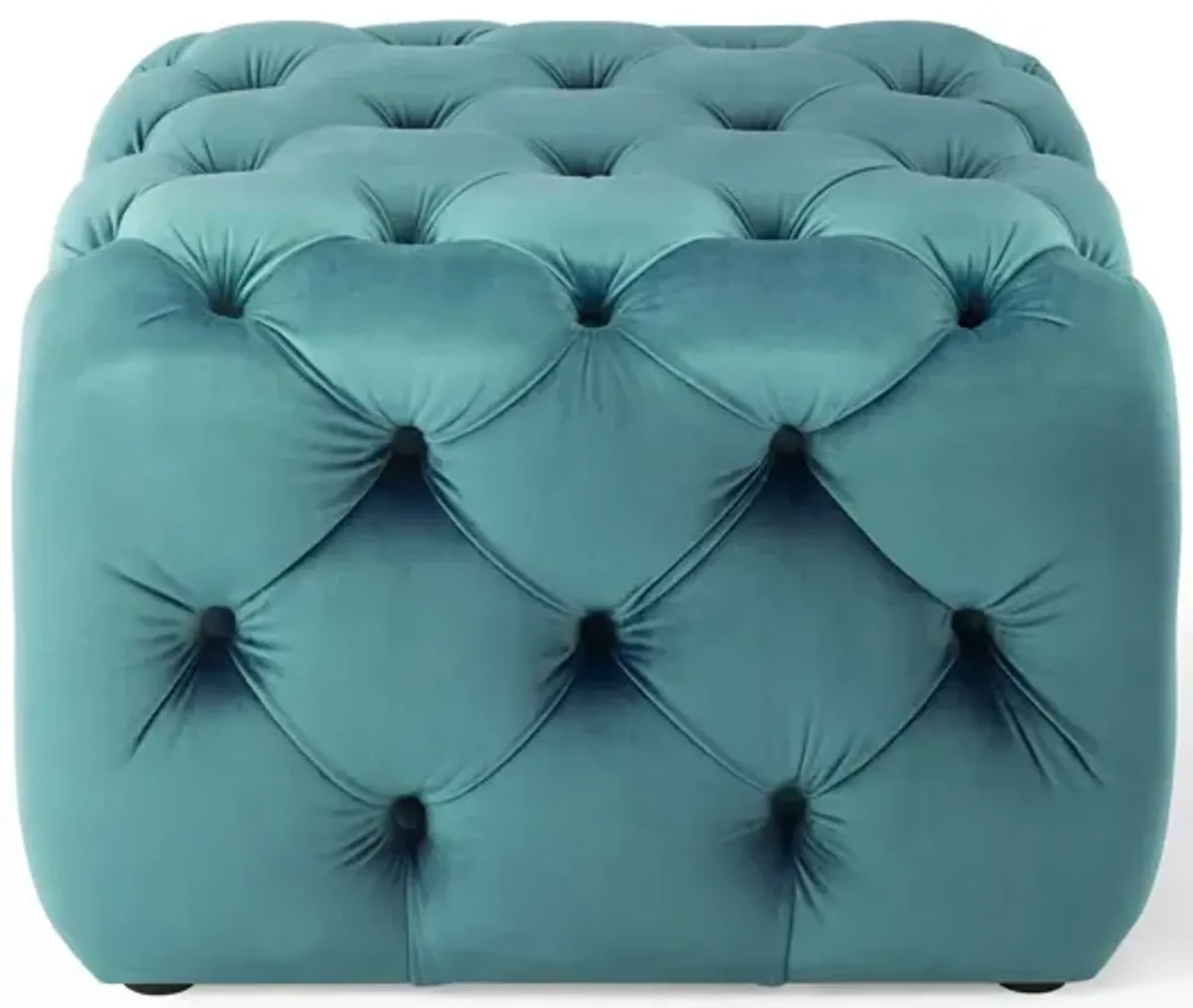 Amour Tufted Button Square Performance Velvet Ottoman