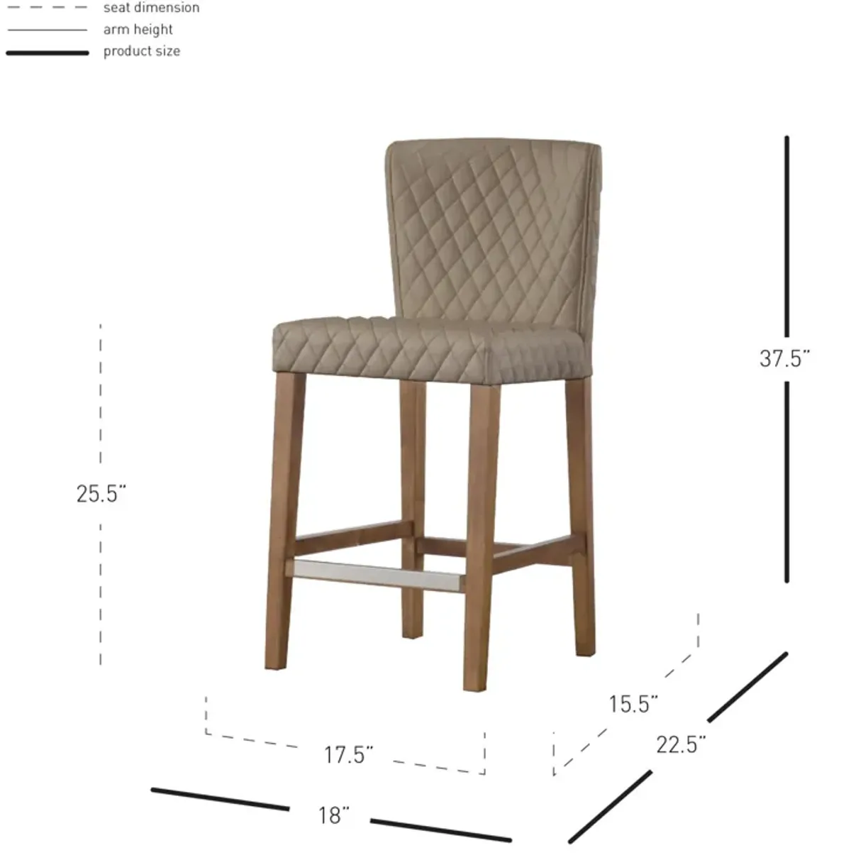 Albie Diamond Stitching Counter Stool