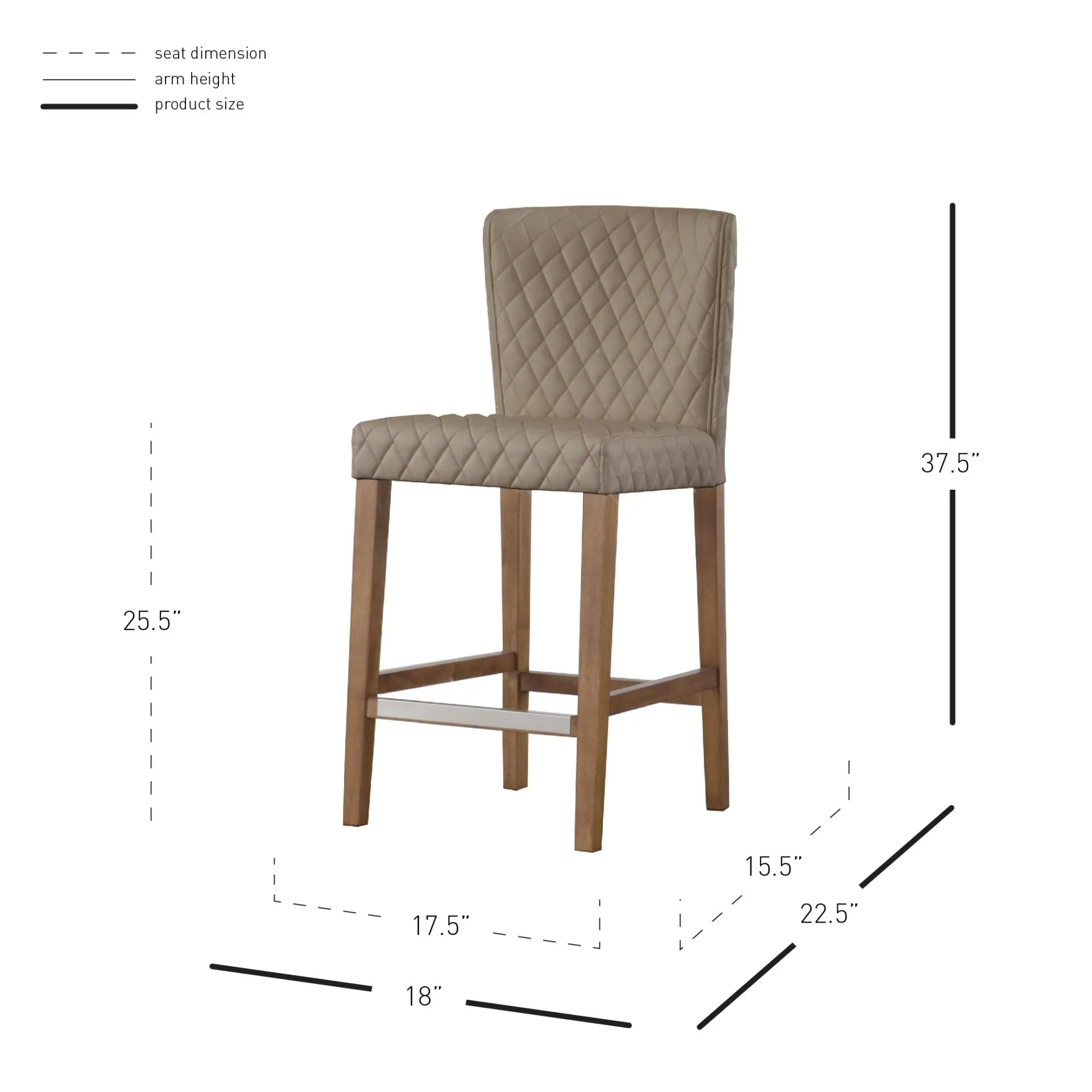 Albie Diamond Stitching Counter Stool