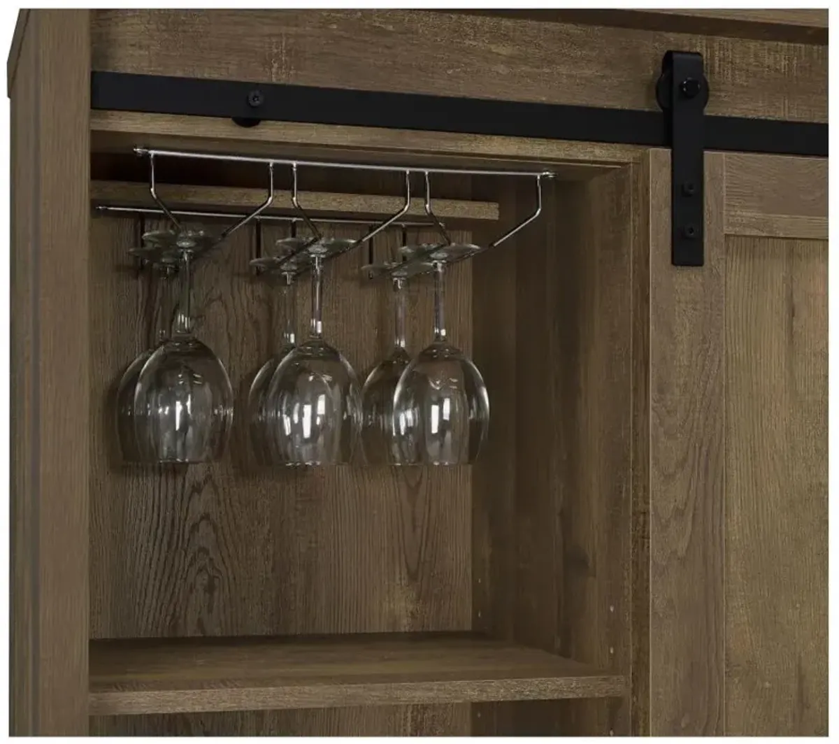 Arlington Bar Cabinet with Sliding Door Rustic Oak