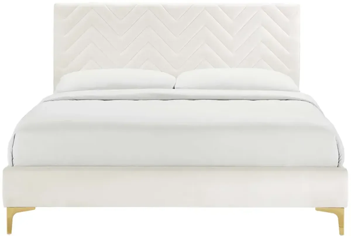 Leah Chevron Tufted Performance Velvet Twin Platform Bed