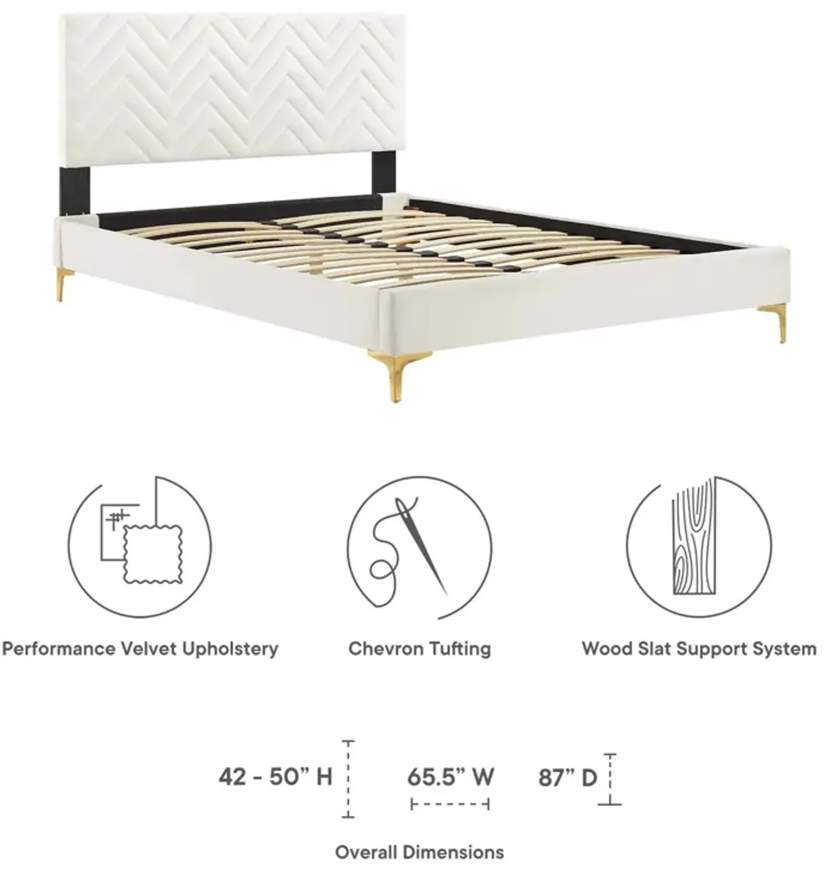 Leah Chevron Tufted Performance Velvet Twin Platform Bed