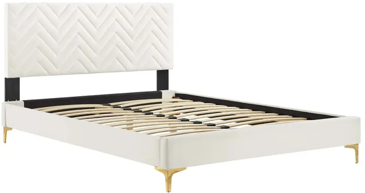 Leah Chevron Tufted Performance Velvet Twin Platform Bed