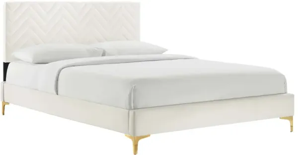 Leah Chevron Tufted Performance Velvet Twin Platform Bed