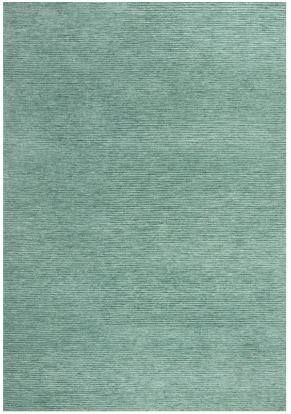 Mason Park Aqua / Blue Solid/Tone on Tone Recycled Polyester 5' x 7'6" Rectangle Rug
