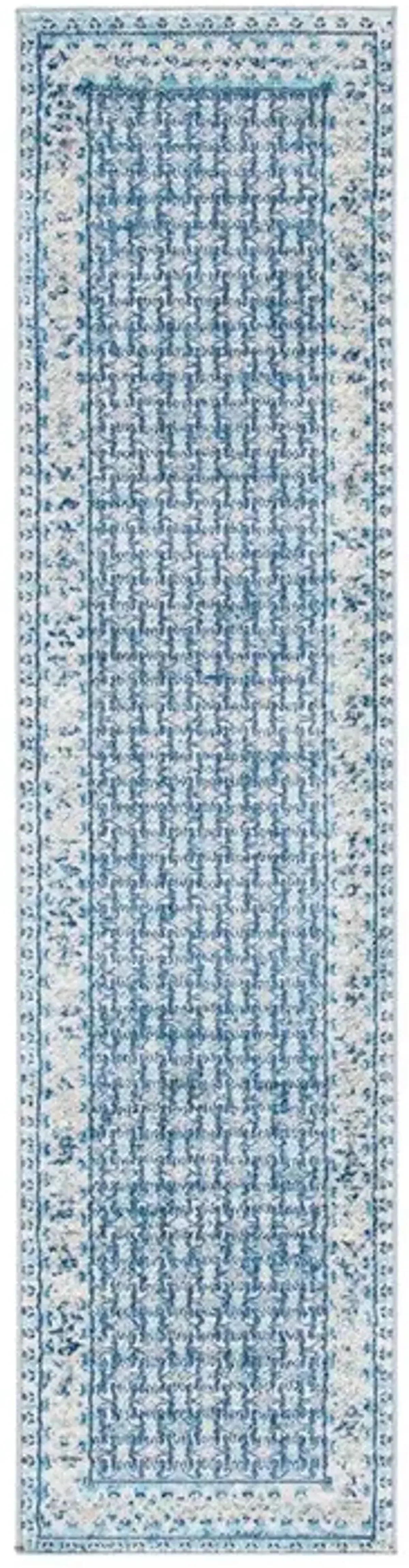 Brentwood 899 Ivory / Aqua 2' X 8' Runner Powerloomed Rug