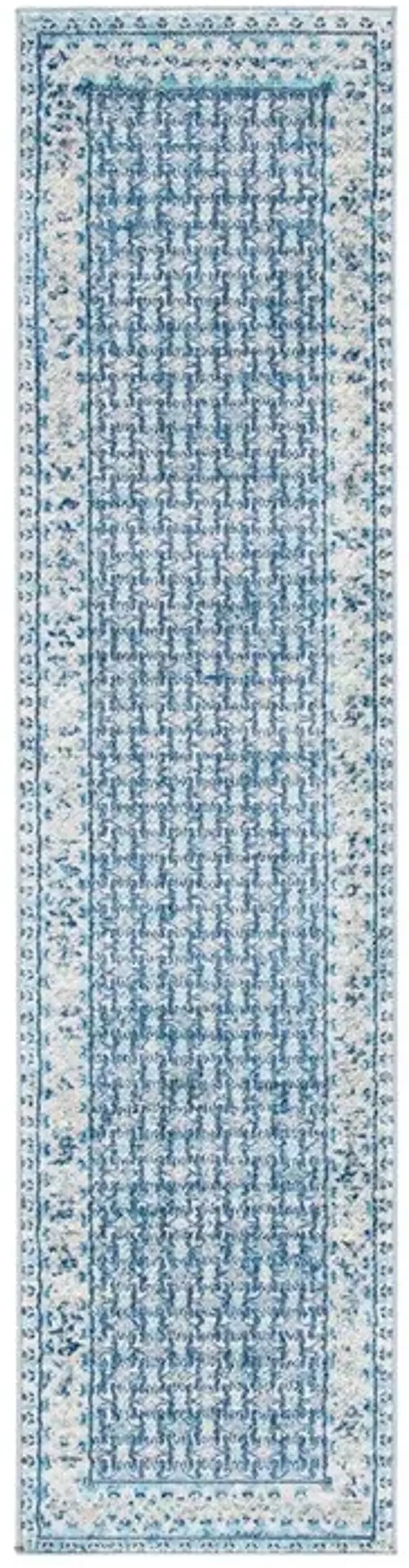 Brentwood 899 Ivory / Aqua 2' X 8' Runner Powerloomed Rug