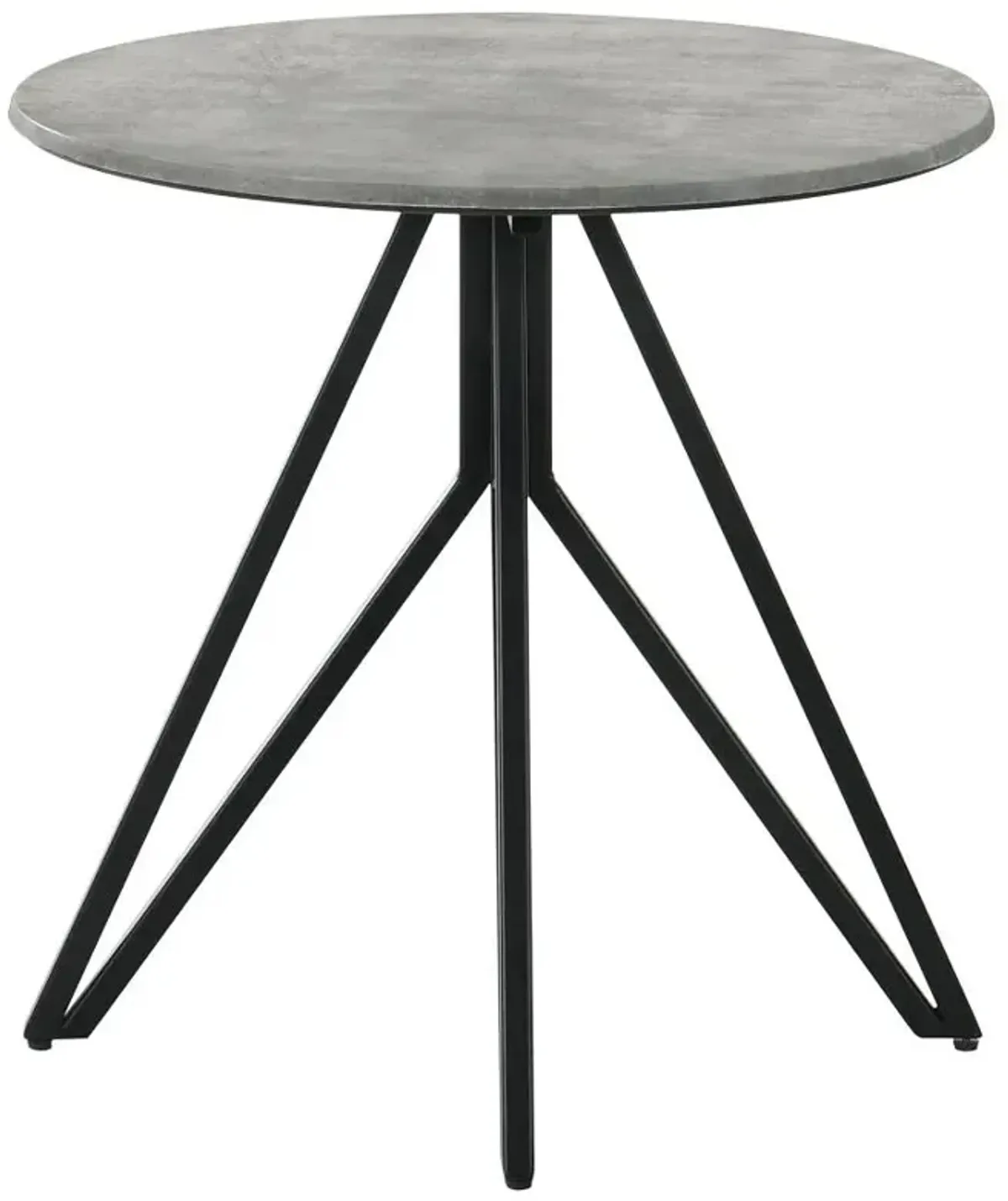 Hadi Round End Table with Hairpin Legs Cement and Gunmetal