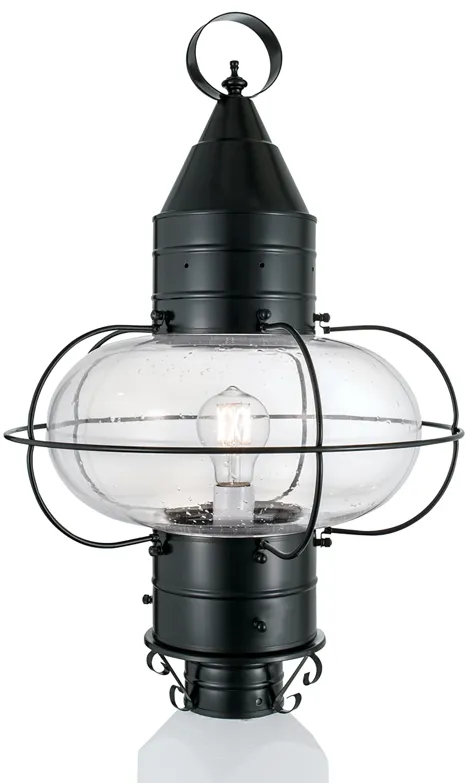 Classic Onion Outdoor Post Light - Black with Seeded Glass